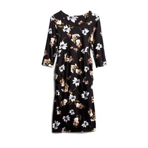 Greta Maternity 3/4 Sleeve Knit Dress Medium Black